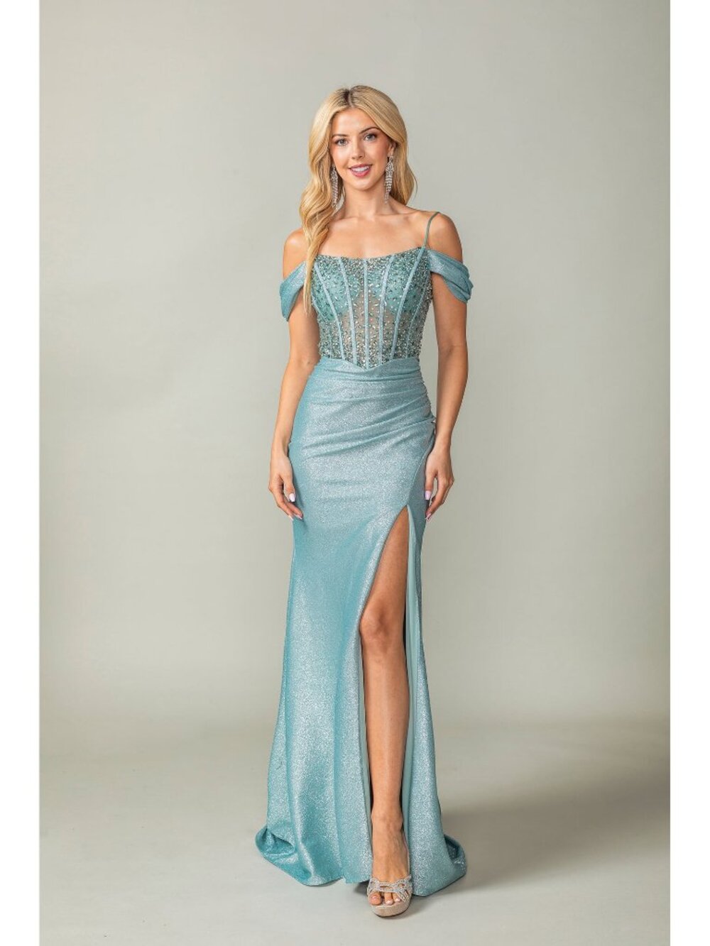 NEW SAGE Evening Gown Floor Length Formal Elegant Stunning 4367